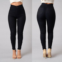 Vente en gros de jeans skinny personnalisés pour femmes, taille haute, tissu denim élastique extensible, pantalon crayon pour femme de style décontracté