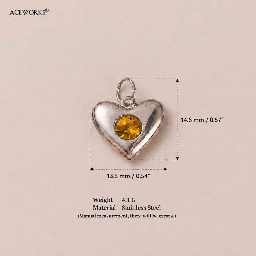 Yellow Gem Heart Charm