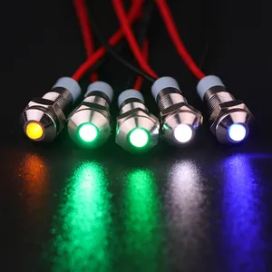 10mm 240V pilote lumière indicateur lampe en plastique rouge bleu blanc jaune vert IP40 24Vdc Led Signal tour lumière pour Machine