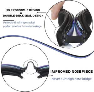 透明レンズレーシング & スイムトレーニンググーグル高アンチフォグ効果自動バックル耳栓3サイズ鼻ブリッジ - Product Image 6