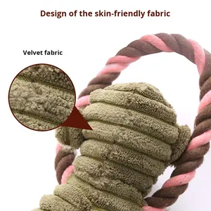 Jouet à mâcher durable en peluche pour animaux <span class=keywords><strong>de</strong></span> compagnie, jouet interactif qui couine pour chiens, résistant aux morsures, nettoyage des dents avec corde en coton - Product Image 2