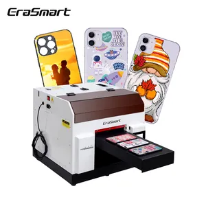 Erasmart Automatic Bottle Printer A4 Size LED Inkjet Flatbed UV Printer A4 Cans Phone Case Printing Machine For Sale