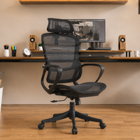 Chaise de bureau ergonomique pivotante en maille avec appui-tête réglable et support lombaire pour poste de travail