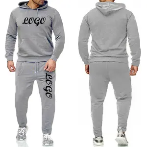 Custom Logo Leeg Pullover Mens Zweet Pak Met Capuchon Katoen Plain Slim Fit Jogging Trainingspakken Mannen Sport Activewear Groothandel