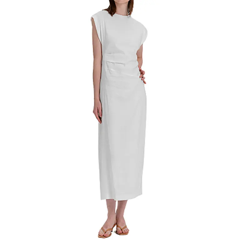 Robe longue décontractée en lin et coton pour femmes, haut de gamme, Simple, élégant, respirant, manches courtes, Maxi, été