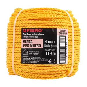 Maître avec 2142 unités Mètre de corde polypropylène jaune 4mm, rouleau 119 m - Product Image 4