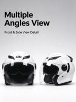 Casque de moto demi-face certifié YQH 3C, casque ouvert en ABS pour les trajets quotidiens, casque de conduite toutes saisons