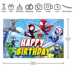Fondo de Pantalla con Temática de Spider-Man y sus Increíbles Amigos para Decoración de Fiesta de Cumpleaños Infantil - Product Image 4