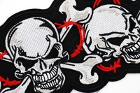 Patchs en denim à broder personnalisés, à repasser, logo de crâne, badge, personnage squelette, patch caractéristique pour les vêtements de pilote de course