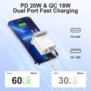 PD20W QC18W Reino Unido enchufe USBA tipo C cargador y adaptador de carga rápida <span class=keywords><strong>para</strong></span> inalámbrico Compatible con cargador de la serie <span class=keywords><strong>Apple</strong></span> <span class=keywords><strong>Watch</strong></span> - Product Image 2