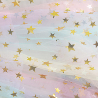 Robe en tulle arc-en-ciel pour filles, robe de princesse à manches bouffantes à étages avec imprimé étoiles dorées pour fête d'anniversaire, ODM