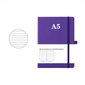 Hannuo Tùy Chỉnh A5 Nhật Ký Máy Tính Xách Tay In Thương Hiệu Logo Dirary Notepad PU Da Máy Tính Xách Tay Với Dây Đeo Đàn Hồi Túi