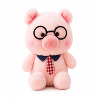 Boneka Babi Pink Lucu Kawaii 8 inci, Lembut, Bisa Dipeluk, Imut, Berkacamata, Berdasi, Cocok untuk Teman di Sofa