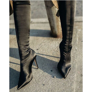 Botas Largas Elastic Material Large Size Stiletto Heel MOQ 1 Pair Long Thigh Over the <b>Knee</b> <b>High</b> Boots for Women - Product Image 4