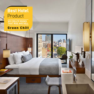 Cama individual de madera estilo boutique, tamaño king, con estructura metálica, juego de muebles de lujo, diseño para habitaciones de hotel de alta gama. - Product Image 1