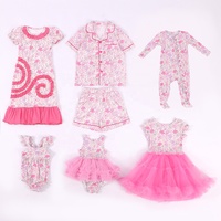 Ensemble d'été pour filles KR, six pièces : jupe courte florale, combinaison à manches longues, maillot de bain une pièce en résille, pyjama à manches courtes