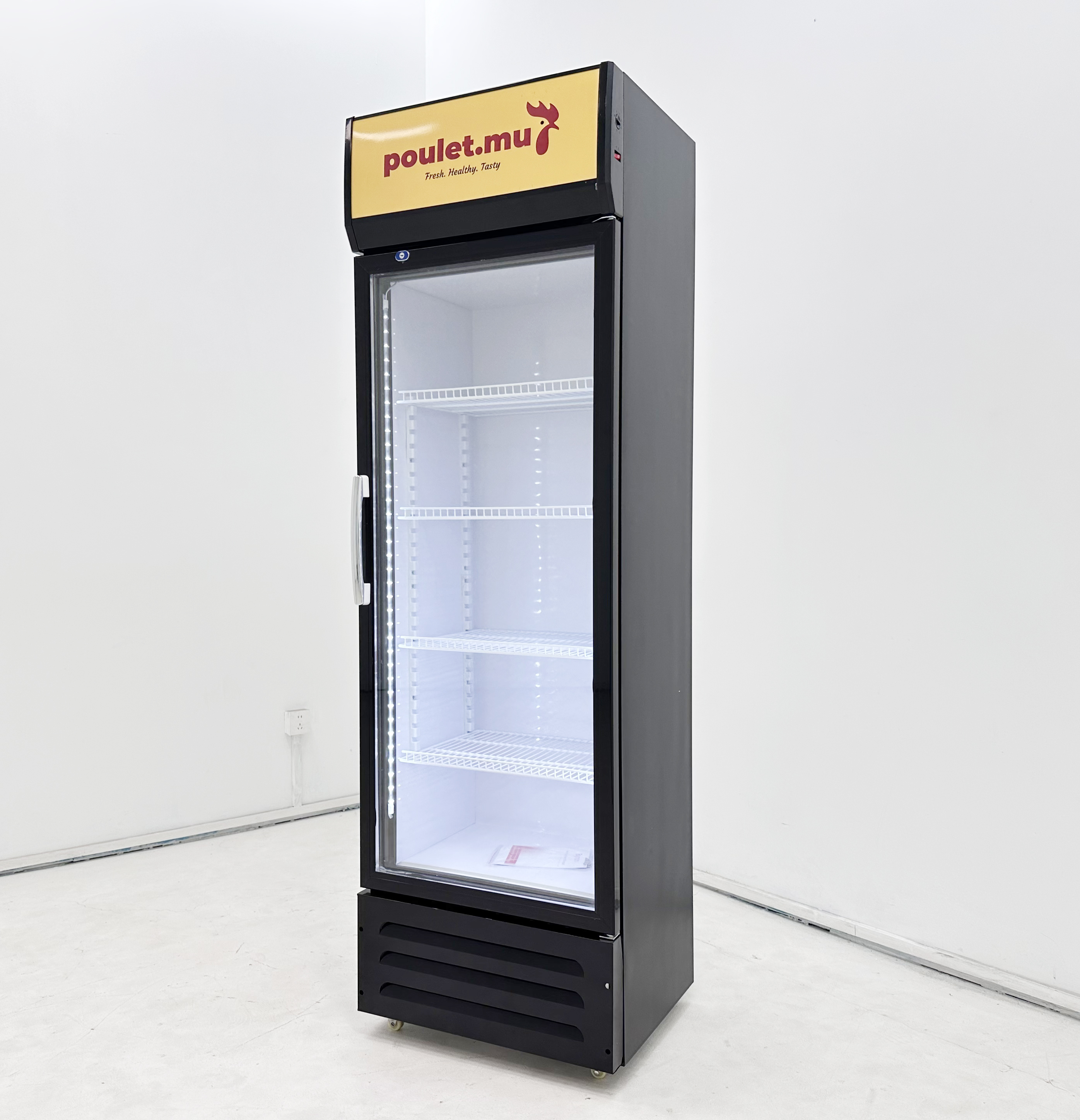double door glass fridge