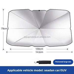 Parasole Auto di Lusso in Fibra di Poliestere Argento, Protezione Solare Estiva per Parabrezza Anteriore, Isolamento Termico, Pieghevole Rapido - Product Image 3