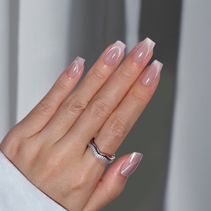 Custom Design Short Coffin <b>Nails</b> Artificial Fingernails False <b>Nail</b> Cat Eye Glitter Soft Gels Press on <b>Nails</b> <b>Sets</b> - Product Image 4
