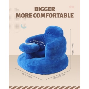 Siège gonflable pour bébé en PVC avec housse en tissu doux 52*50*38 CM avec support dorsal pour le jeu, la position assise et l'alimentation du bébé - Product Image 2