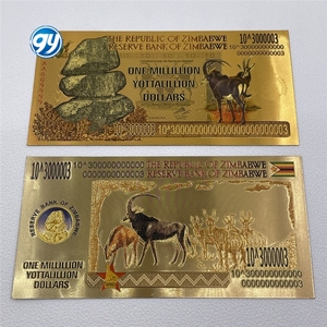 Billets de banque du <span class=keywords><strong>Zimbabwe</strong></span>, un milliard de yottalillions de dollars, billet en feuille d'or, trillon d'argent pour l'art, collectionnable, cadeaux d'affaires - Product Image 1