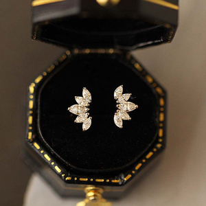 CANNER S925 Silver Flower Horse's Eye Zircon Ear <b>Studs</b> Small Marquise Stones <b>Stud</b> Earrings 18K Gold for Women - Product Image 1
