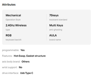 aula nova75 Night Shadow Gray Keyboard <b>PC</b> Gaming Mechanical 2.4G <b>wireless</b> RGB Backlit desktop Laptop Gasket Structure Type-C - Product Image 6