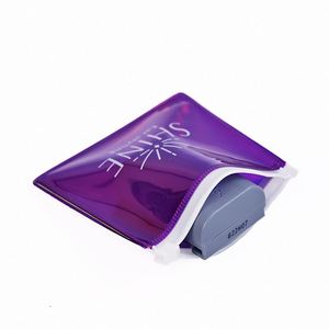 Sac à fermeture éclair en PVC transparent personnalisé, petit, coloré, pour emballage de bijoux, cosmétiques, bagues, pochette à fermeture éclair transparente violette - Product Image 5