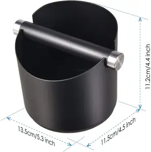 Kahve ahşap kutu, siyah Espresso ahşap kutu çıkarılabilir vurmak çubuğu ve kaymaz taban bulaşık makinesi güvenli, paslanmaz çelik