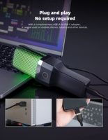 Microphone USB filaire à condensateur pour ordinateurs et smartphones - Réduction de bruit, léger, avec trépied de conférence et éclairage RGB cardioïde