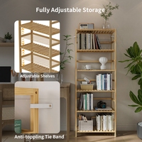 Étagère de rangement en bambou à 6 niveaux Unho: étagère de cuisine autoportante pour salle de bain, bibliothèque étroite pour chambre à coucher naturelle
