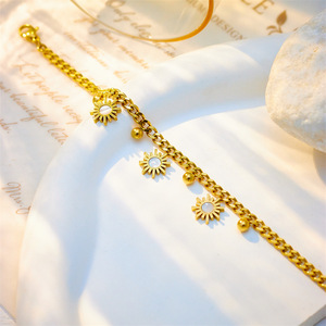 Fashion Charm Bracelet Gold Chain Flower Pendant Women's Jewelry Gift - Product Image 3