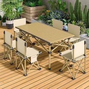 <span class=keywords><strong>Set</strong></span> Moderno di Tavolo e Sedie Pieghevoli in Alluminio per Esterni, Portatile per 6 Persone, Ideale per Campeggio, Picnic e Giardino - Product Image 6