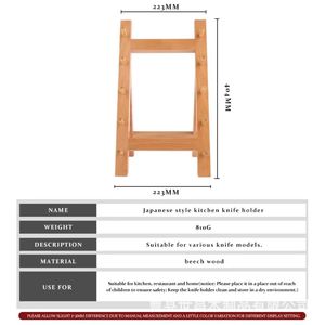 Support à couteaux en bois de style japonais, à plusieurs niveaux, pour couteaux à sashimi de cuisine, design écologique - Product Image 4