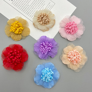 Fleur en tissu style printemps 7CM, artisanat manuel, accessoires pour cheveux et vêtements - Product Image 1