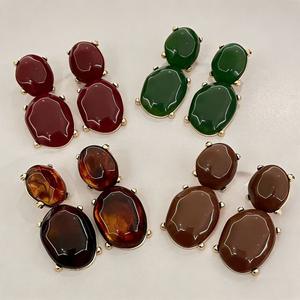 Pendientes de moda con diseño ovalado de resina, joyería de fiesta para mujer, estilo vintage - Product Image 5
