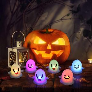 เทียนฮาโลวีนแบบไร้เปลวไฟสีขาวนำเทียนสีสันสดใสสำหรับตกแต่งบ้านในวันฮาโลวีนตกแต่งธีมปาร์ตี้เครื่องประดับโต๊ะ - Product Image 6