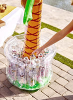 Nouveau seau à glace gonflable en PVC personnalisable, écologique et durable, en forme de palmier, pour la décoration de fête d'anniversaire sur le thème de la jungle tropicale