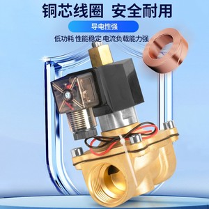 Vanne solénoïde en laiton 1 pouce normalement ouverte pour le contrôle de l'eau et du gaz avec bobine 220V 24V, étanche à l'humidité pour extérieur - Product Image 1