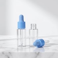 Flacon compte-gouttes transparent en PET de 5 ml avec bouchon en plastique bleu pour huile essentielle