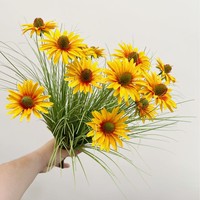 Rumput Reed Buatan, Echinacea, Dekorasi Jendela untuk Toko Pakaian, Nuansa Mewah, Tanaman Biomimetik, Dekorasi Mewah Ringan