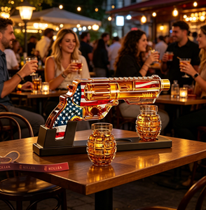 Juego de Decantador de Licor en Forma de Pistola al por Mayor, Dispensador de Vidrio de 380 ml con 2 Vasos de Chupito para Regalos Promocionales - Product Image 6