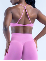 Soutien-gorge de sport push-up à fort impact avec logo personnalisé, dos croisé et ouvert, pour la gym et le fitness, sensation seconde peau, rembourré, pour le yoga