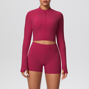 Ensemble de shorts de yoga taille haute <span class=keywords><strong>pour</strong></span> femmes PASUXI, veste zippée, <span class=keywords><strong>tenue</strong></span> de sport <span class=keywords><strong>pour</strong></span> la course à pied, la remise en forme, le sport, la salle de sport - Product Image 5
