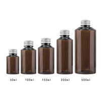 Flacons d'échantillons de 50 ml, 100 ml, 200 ml, 500 ml vert foncé à épaule inclinée pour hydrolats et toniques avec bouchon pompe en plastique pour liquides et médicaments