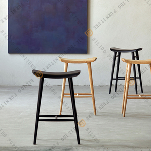 Tabouret de salle à manger <span class=keywords><strong>scandinave</strong></span> en bois massif bar wabi-sabi pied haut tabouret de comptoir îlot mortaise et tenon chaises et tabourets de salle à manger - Product Image 2