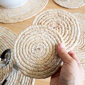 Phong Cách Hiện Đại Ngô Rơm Vỏ Dệt Vải Nơi Thảm Đế Lót Ly Cho Bàn Ăn Trang Trại Bảng Tops Của Nông dân - Product Image 5