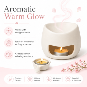 Pemanas Lilin Keramik dengan Tempat Lilin, Pembakar Minyak Esensial Minimalis Matte untuk Pewangi Rumah - Product Image 5
