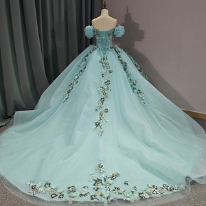Quinceanera <strong>Dresses</strong> <strong>Off</strong> <strong>the</strong> <strong>Shoulder</strong> Ball Gown Floral Appliques Lace Bow Back <strong>Corset</strong> for Sweet 15 Girls Party 6615 - Product Image 6