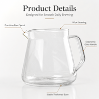 Carafe à café en verre borosilicate de haute qualité, 360 ml et 600 ml, transparente, pour le café filtre et le thé, vente en gros